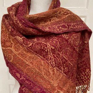 Lucky Brand With Tags, Never Worn 70 x 24 100% Wool Boho Patterned  Scarf